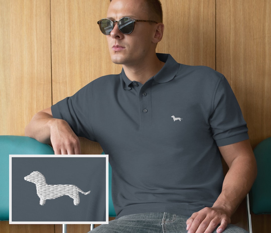 Dachshund Polo Golf Shirt, Doxie Dog Shirt for Men, Wiener Dog Shirt