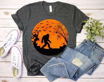 Bigfoot Halloween Shirt, Sasquatch Halloween Shirt, Bigfoot Shirt for Women Halloween, Sasquatch Hunter Shirt, Halloween Bigfoot T-Shirt