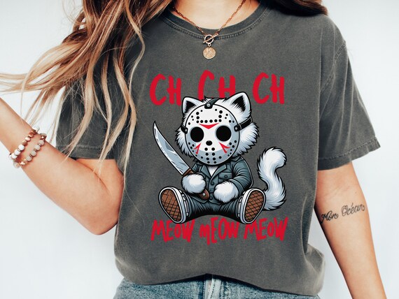 Horror Movie T-Shirt, Funny Killer Cat Tee, Halloween Scary Movie Shirts, Horror Movie Lover Gift, Retro Cat Lover Gift, Serial Killer Shirt