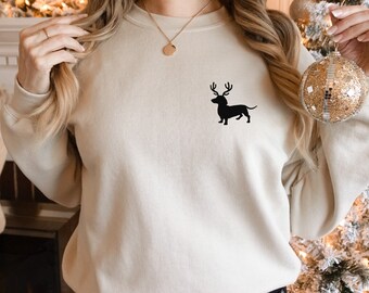 Dachshund Christmas Sweater, Cute Doxie Xmas Sweatshirt, Holiday Dog Sweat Shirt, Wiener Dog Shirt, Doxie Mom Gift, Dachshund Owner Xmas Tee
