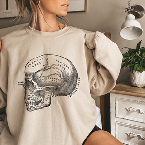 Vintage Skull Sweater, Anatomical Skull Neurology, Doctor Surgeon Neurologist Gift, Halloween Vintage Sweatshirt, Vintage Halloween Decor