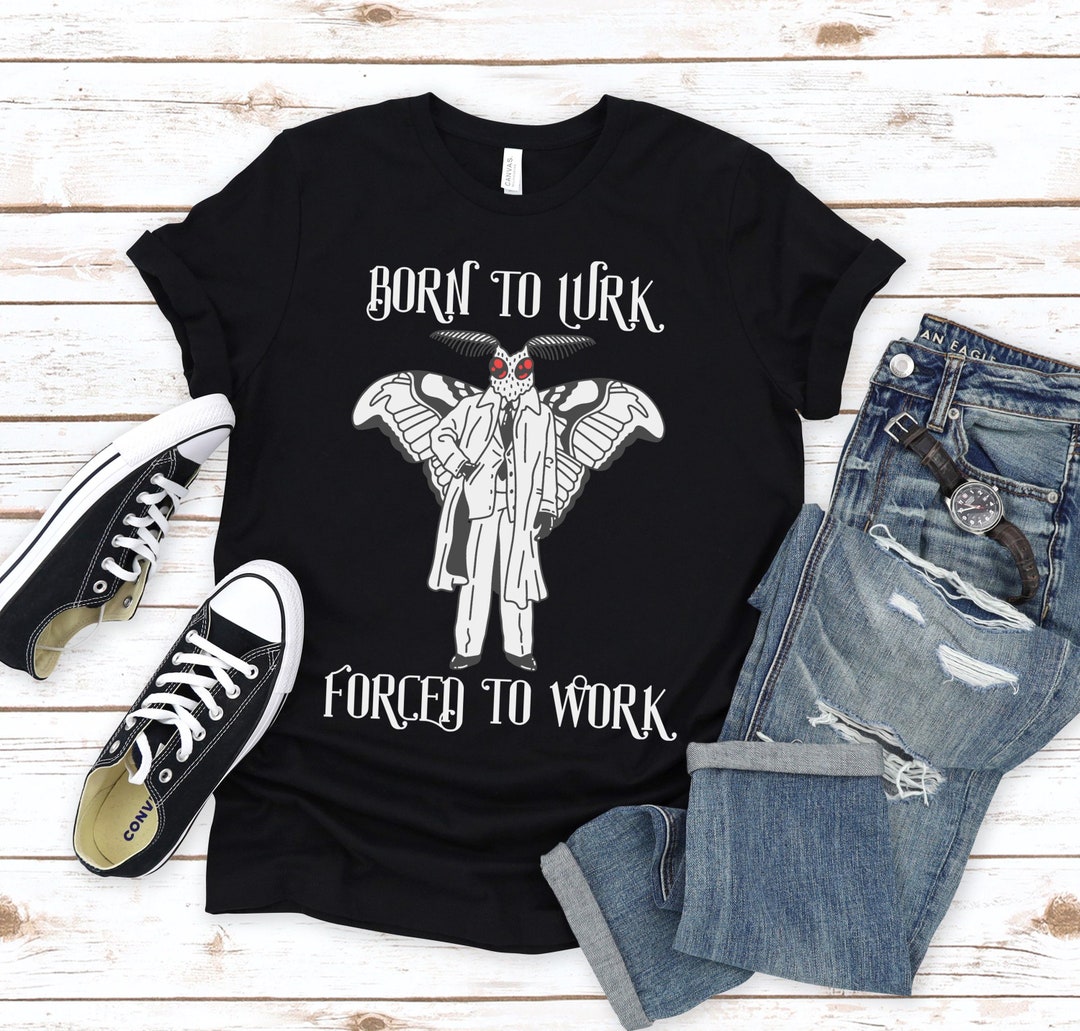 Mothman T-shirt, Funny Mothman Tee, Cryptid Shirt, Cryptozoologist Gift, Lurkin 9 to 5, Birdman Shirt, Cryptid Hunter, Moth Man Gifts - Etsy