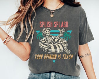 Funny Sarcastic Skeleton Shirt, Retro Vintage Skull Shirt, Halloween Tee, Spooky Skeleton Shirt, Gift for Women, Funny Beach Life Summer Tee