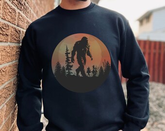 Bigfoot shirt voor mannen, grappig Sasquatch shirt, vintage Bigfoot sweat shirt, Bigfoot minnaar cadeau, retro Bigfoot Sunset shirt, Bigfoot geschenken