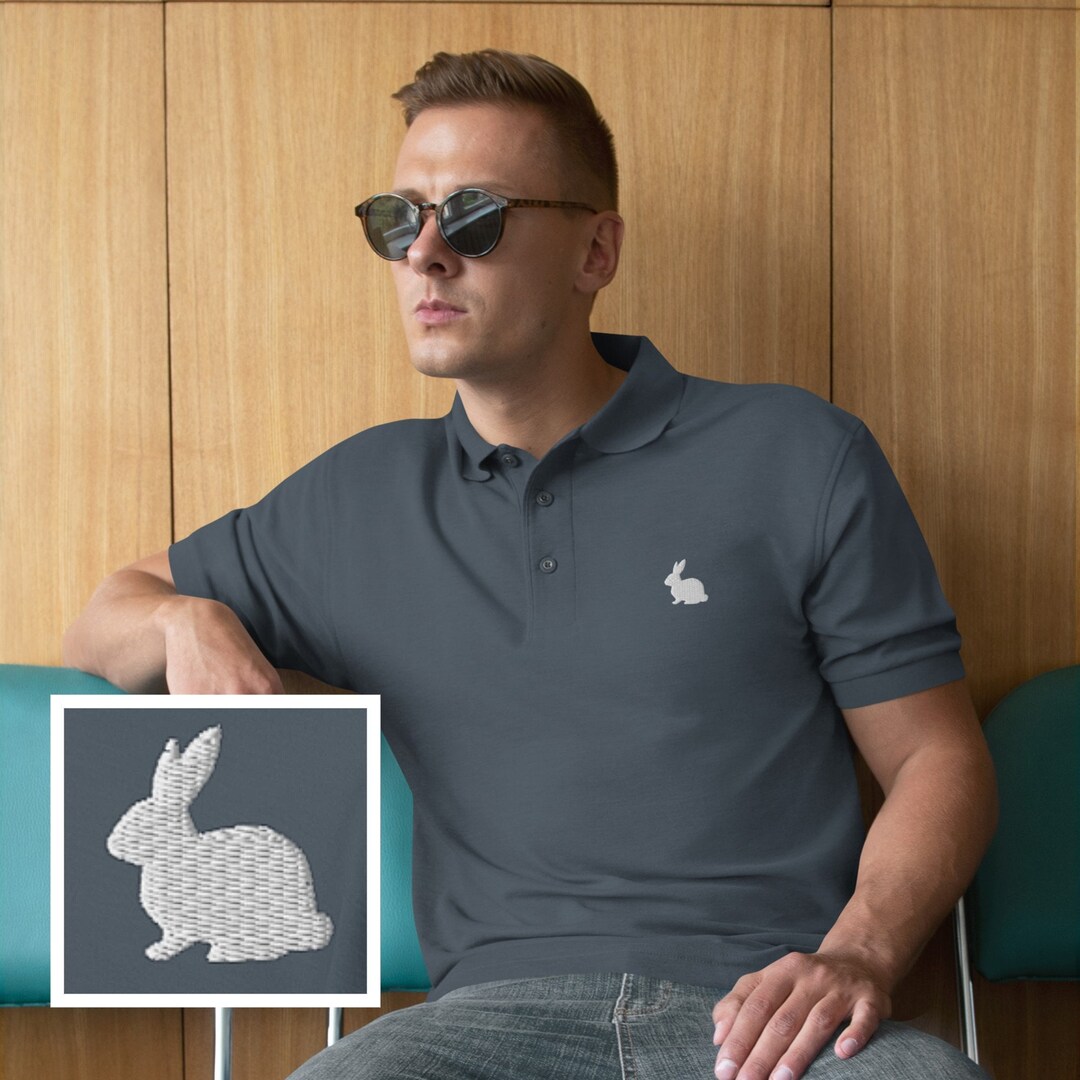 Rabbit Polo Shirt, Embroidered Rabbit T-shirt, Men's Rabbit Lover Gift ...