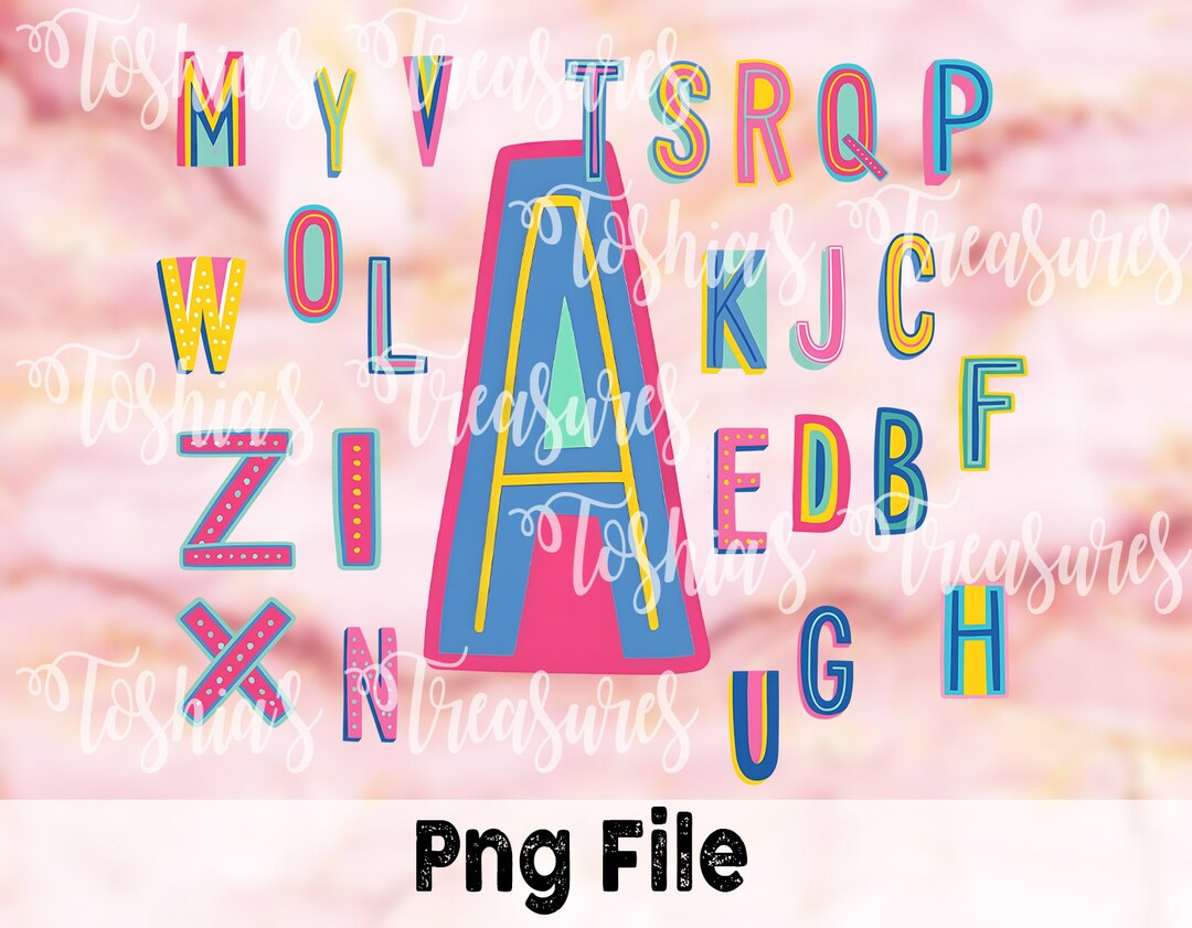 Funky Alphabets Colors Png File Digital Download for - Etsy