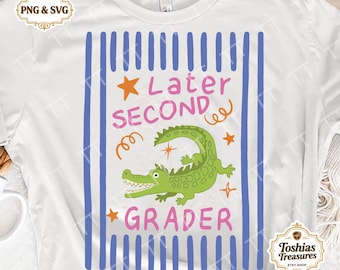 Later Fourth Grader File PNG, Crocodile Design T Shirt, School Gift, Cute Digital Download - Png file for sublimation and more