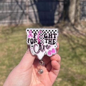 Vechten voor de genezing badgehaspel verwisselbaar, badgehaspel Cancer Awareness, badgehaspel bokshandschoenen, badgehaspel roze lint