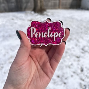 Naamplaatje beugel voor werk, gepersonaliseerd naamplaatje, magnetisch naamplaatje, naamplaatje aanpassen, glitternaamplaatje, glitternaambadge,