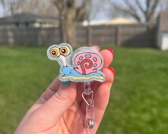 Porta badge intercambiabile a forma di lumaca, porta badge da infermiera glitterato, clip a forma di animale kawaii
