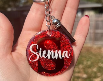 Personalized Glitter Acrylic Name Keychain: Backpack Tag