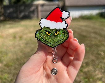 Mean Green Christmas Character Interchangeable Badge Reel