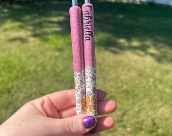 Bolígrafo de enfermera personalizado con purpurina: Bolígrafo de gel InkJoy recargable de resina hecho a mano y personalizado