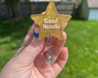 Good Noodle Interchangeable Badge Reel Gold Star Design