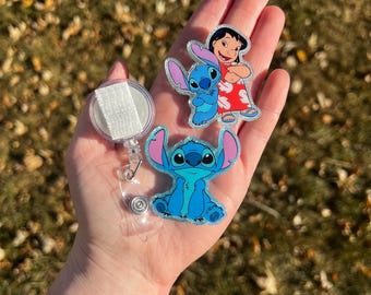Blue Glitter Alien Interchangeable Badge Reel: Fun Work Accessory