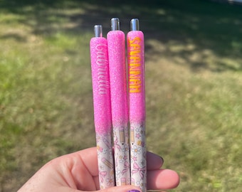 Bolígrafo de resina con purpurina personalizado, regalo para profesores, bolígrafo recargable Inkjoy