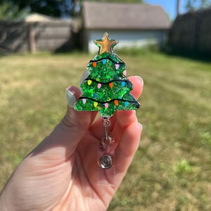 Weihnachtsbaum austauschbare Ausweisrolle, Urlaub Abzeichen Reel, Weihnachtsbaum mit Lichtern Abzeichen Reel