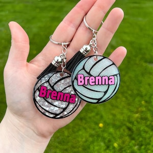 Volleyball Name Keychain, Custom Name Keychain, Sport Keychain, Bag Tag, Gifts for Teams