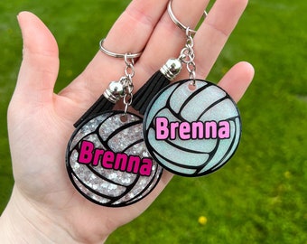 Portachiavi personalizzato da pallavolo: etichetta per borsa in acrilico glitterato