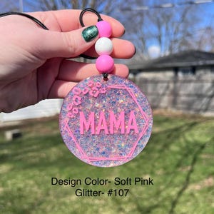 Mama Cheetah Print Car Charm: Glitter Acrylic Rear View Mirror Accessory