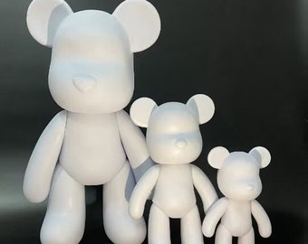 Estatuilla de ladrillo de oso para pintura fluida/pintura creativa DIY Pintura fluida de oso Molde blanco creativo hecho muñeca estatuilla juguetes habitación del hogar