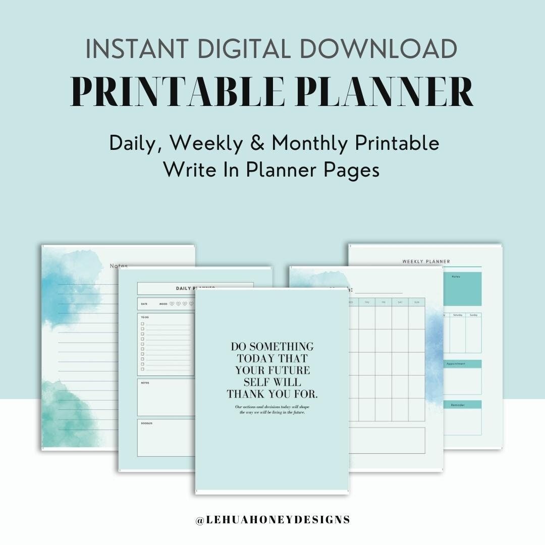 Cute Blue Printable Planner Inserts - Etsy Canada