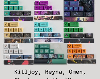 Premium Valorant Keycaps, Mini 10-piece set, Cherry MX Switch, Killjoy, Reyna, Omen, Chamber, Jett, Viper, Cypher, Sage, Raze