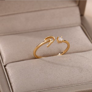 Initial Letter Rings For Women, Stainless Steel Letter Finger Adjustable A-Z Ring, Aesthetic Jewelry Bild 6