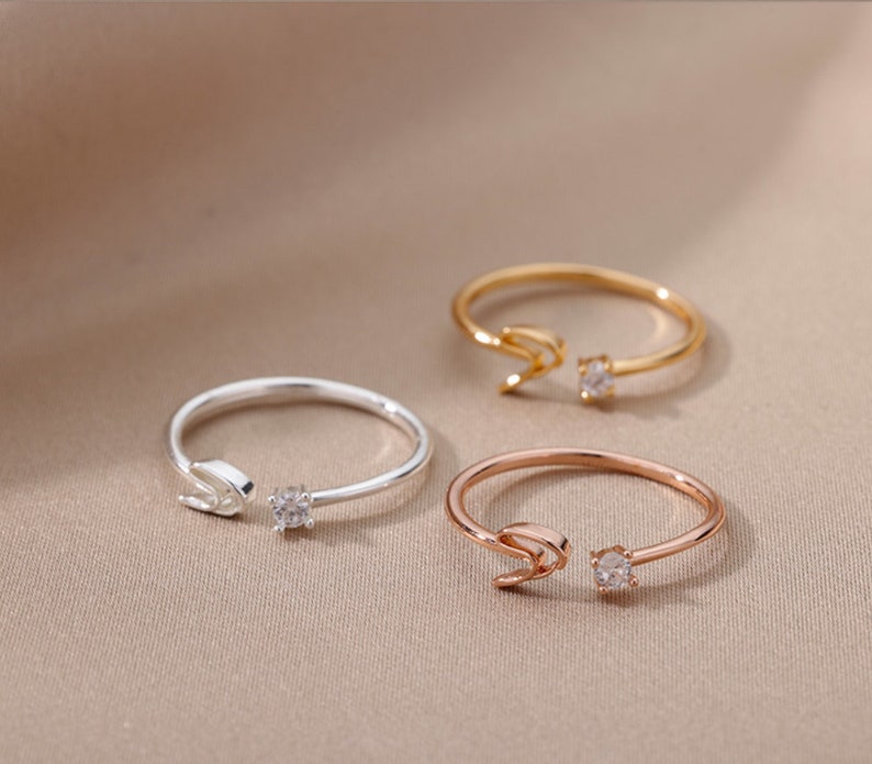 Initial Letter Rings For Women, Stainless Steel Letter Finger Adjustable A-Z Ring, Aesthetic Jewelry Bild 2