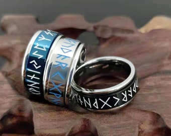 Odin Norse Viking Amulet Rune Ring, Men and Women Retro, Rotatable Spin, Luminous Rings, Jewelry