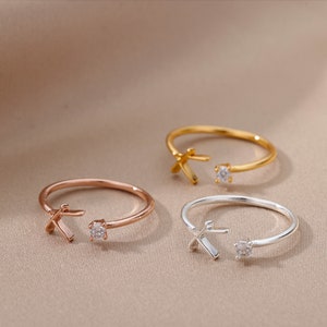 Initial Letter Rings For Women, Stainless Steel Letter Finger Adjustable A-Z Ring, Aesthetic Jewelry Bild 4