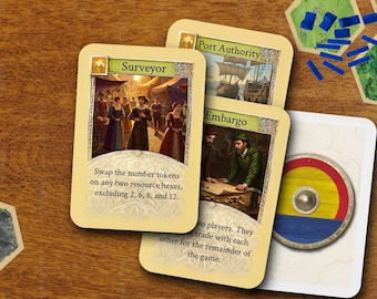CATAN Fan-Made Development Card Bundle! Surveyor, Port Authority, Embargo Cards for gift!