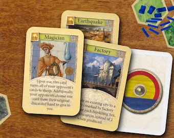 CATAN Expansion Cards: Fan-Made "Magician" "Factory" "Earthquake" Bundle