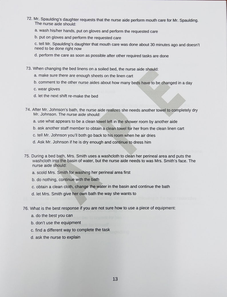 2023 Certified Nursing Assistant State Exam With Questions & Etsy