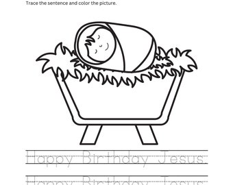 Happy Birthday Jesus Tracing Worksheet