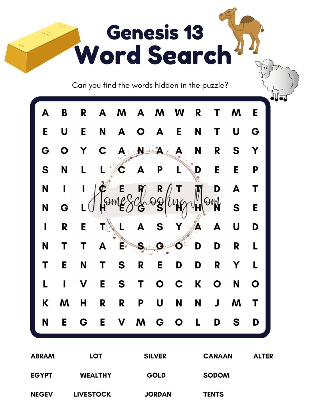 Genesis 13 Word Search Etsy