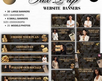 Tax Preparation Banners Bundle | Editable Website Banner & Marketing Template for Tax Services (Digital Download)