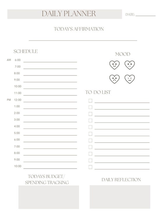 Daily Printable/downloadable Planner - Etsy