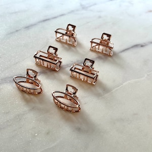 Mini Hair Clip Rose Gold, Small Hair Claws, Tiny Hair Clip, Metal Claw Hair Clip, Minimalist Hair Claws, Hair Accessories