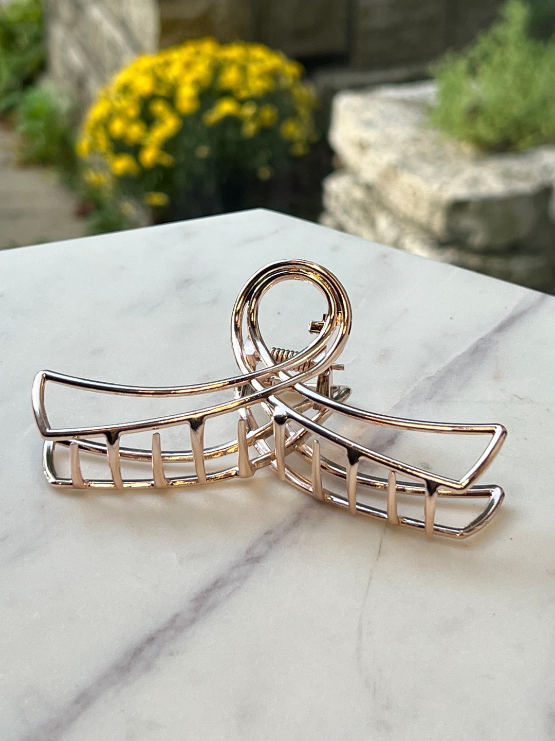 Large Ribbon Hair Clip for Thick Hair Glam Hair Claws Rose Etsy