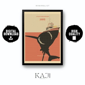 MINIMALIST Movie Poster - Jaws 1975 Printable Wall Art