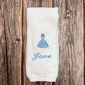 Christmas Ballerina Clara Nutcracker embroidered Bath hand towel, custom Christmas towel, Christmas, Guest Bathroom Towel, Embroidered
