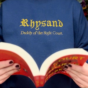 Op Rhysand ACOTAR geïnspireerd sweatshirt, Rhysand-trui, Rhysand-geborduurde trui, Bat Boys, Daddy of the Night Court, High Lord, Booktok