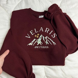 Geborduurd Velaris-sweater, geborduurd sweatshirt met ronde hals, ACOTAR geïnspireerd, City of Starlight, Bat Boys, Night Court-trui, Prythian