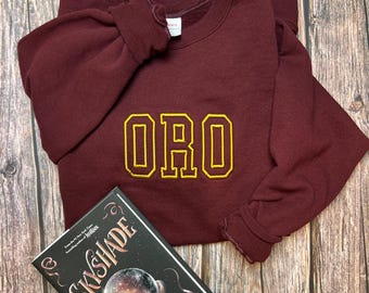 Embroidered Lightlark Sweatshirt, Embroidered Oro Sweatshirt, Lightlark inspired, Oro sunling, Booktok Merch, Team Oro sweater King of light