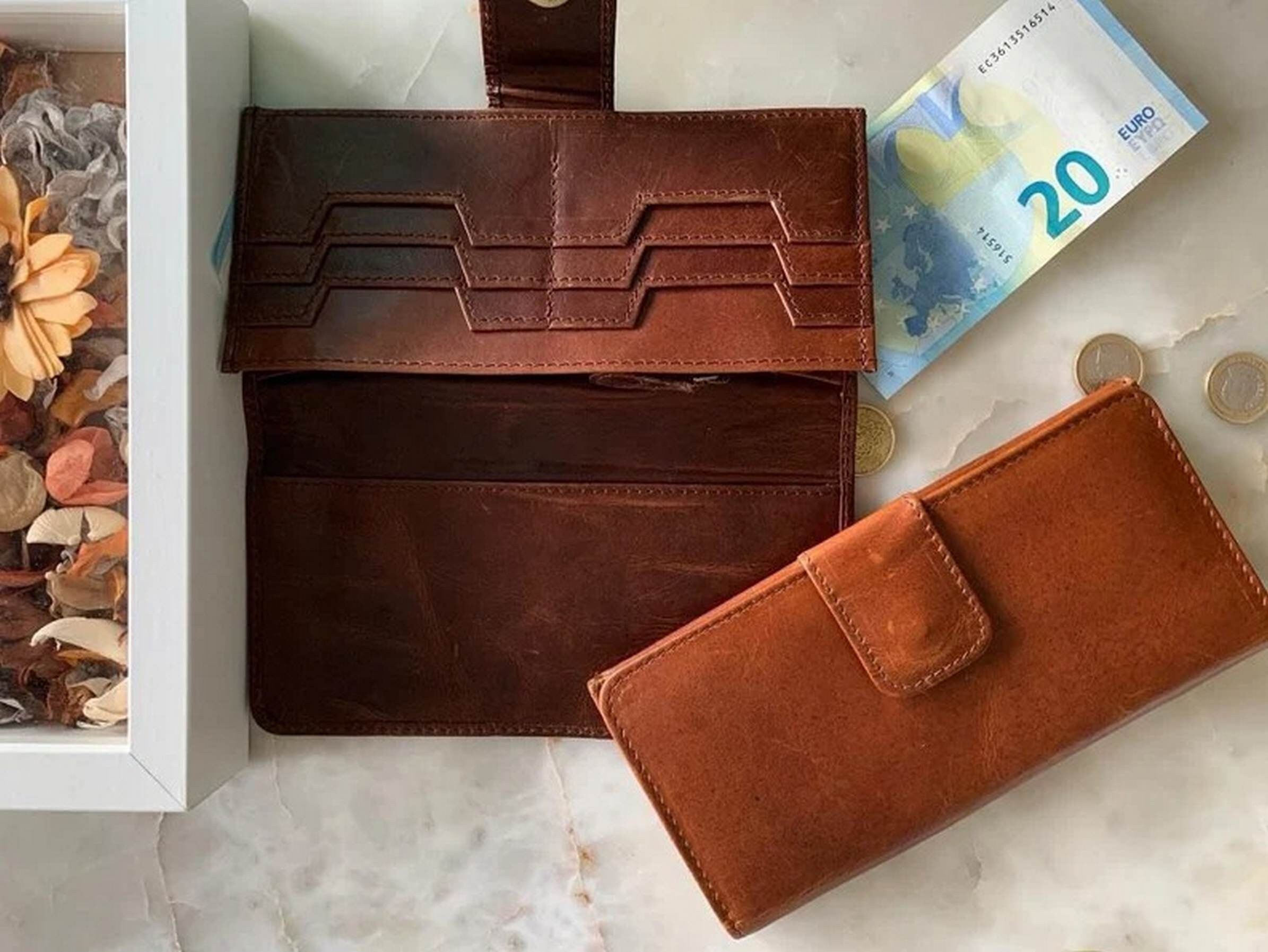 Dinghui PU Leather Wallets for Women Bifold Card Holder Clutch Purses Pink 