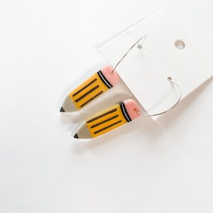 Teacher Earrings Pencil Earrings Quirky Earrings Book Earrings Novelty Earrings Whimsical Earrings Artsy Earrings Cool Earrings