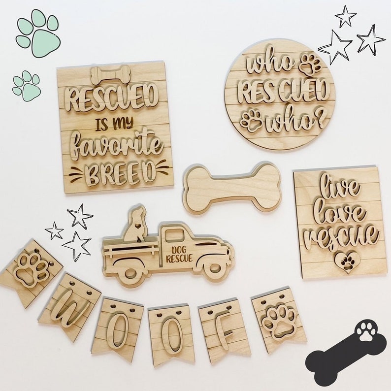 Rescue Dog DIY Tier Tray DIY Kit for Adults DIY Tiered Tray Kit Tiered