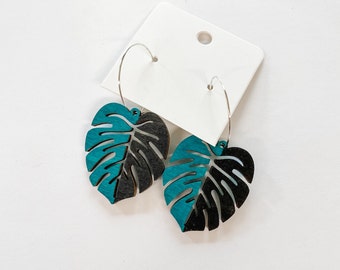 Monstera Earrings Botanical Earrings Monstera Leaf Monstera Earring Monstera Jewelry Cool Earrings Quirky Earrings Crazy Plant Lady