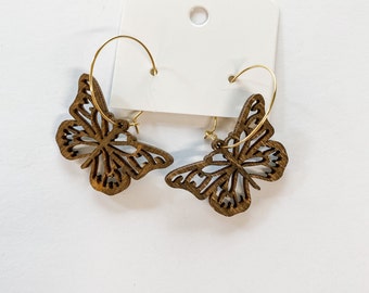 Butterfly Earrings Cottagecore Earrings Fairy Earrings Aesthetic Earrings Butterfly Wings Insect Earrings Butterfly Hoops Botanical Earrings